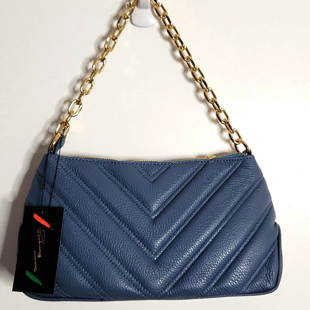 SB94503 BLUE 💯 🇮🇹 ITALIAN LEATHER NWT